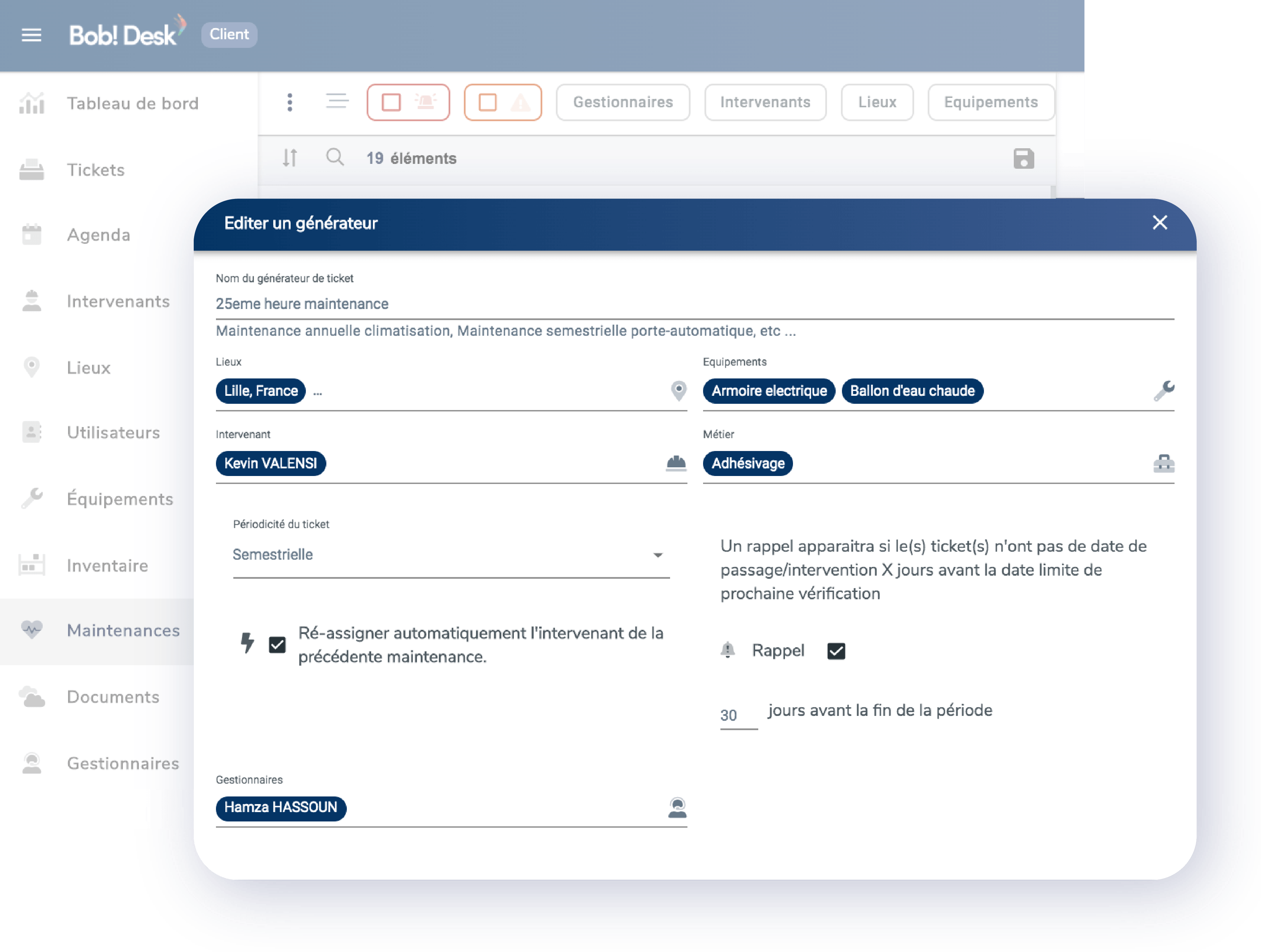 Bob Desk - GMAO - Maintenance fonctionnalites - affectation auto Bob Desk - GMAO - Maintenance fonctionnalites - affectation auto