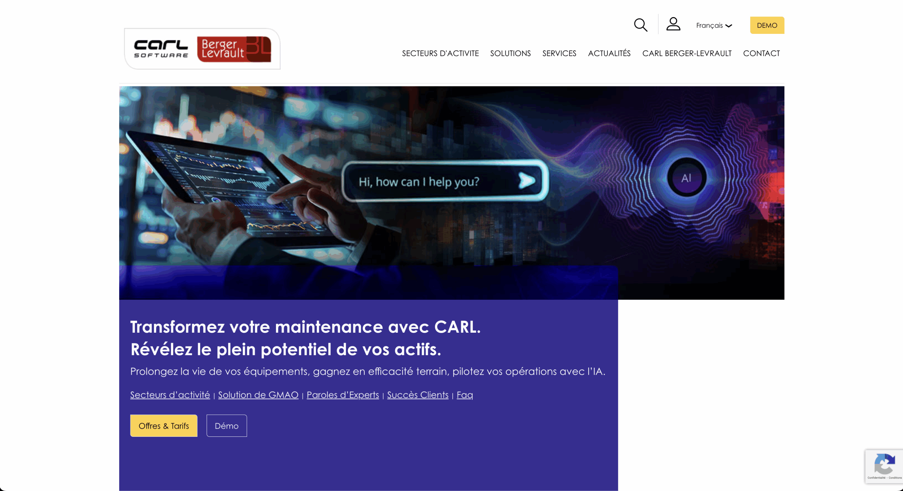 Capture d'écran de Carl Software - GMAO pour les institutions