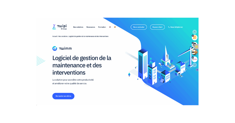Capture d'écran logiciel GMAO TWIMM gestion de la maintenance et des interventions